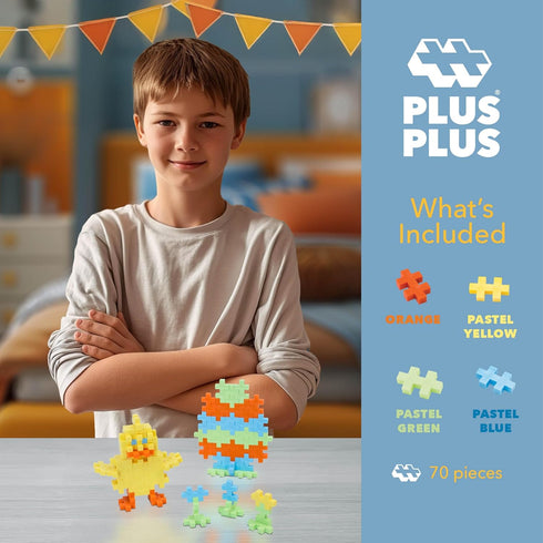 PLUS PLUS 3D Puzzle Building Block Set, 70 Mini Interlocking Pieces - Fun Holiday Activities for Kids