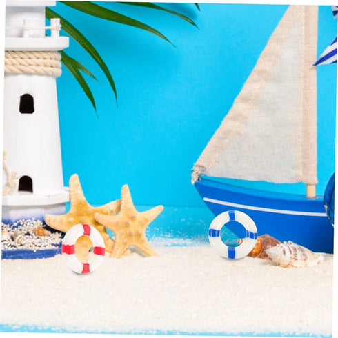 10pcs Mini Buoy & Micro Landscape Figurines - Nautical Life Ring Decorations for Dollhouse, Cupcake, Wedding Ornaments
