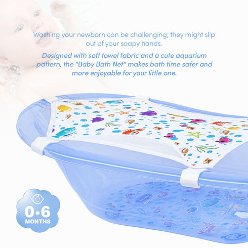 6 Patterned Towel Baby Bath Net - Adjustable, Safe, and Hygienic, Point Safety Feature