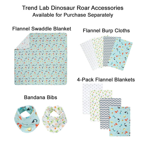 3-Piece Set, Tummy Trend Lab Dinosaur Roar Breathable Crib Bedding Can Be Used As A Blanket Or A Playmat for Time