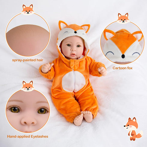 17 Inch 3+ Aori Baby Dolls - Real Life Doll with Ultra Soft Body & Fox Outfits for Girls | Pretend Play, Adoption Day