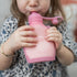 Reusable Baby Food Pouches, 5oz Leakproof Squeezy Self Feeding Toddler Sippy Cup with Straw, Pink, 2 Pack