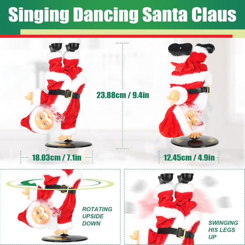 SdeNow Singing Dancing Inverted Rotating Santa Claus Christmas Animatronics Musical Breakdancing Santa Electric