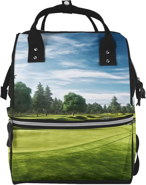 DWVTSLH Golf Course Lawn Diaper Bag Backpack Multifunction Nappy Bags Waterproof Mummy Backpack