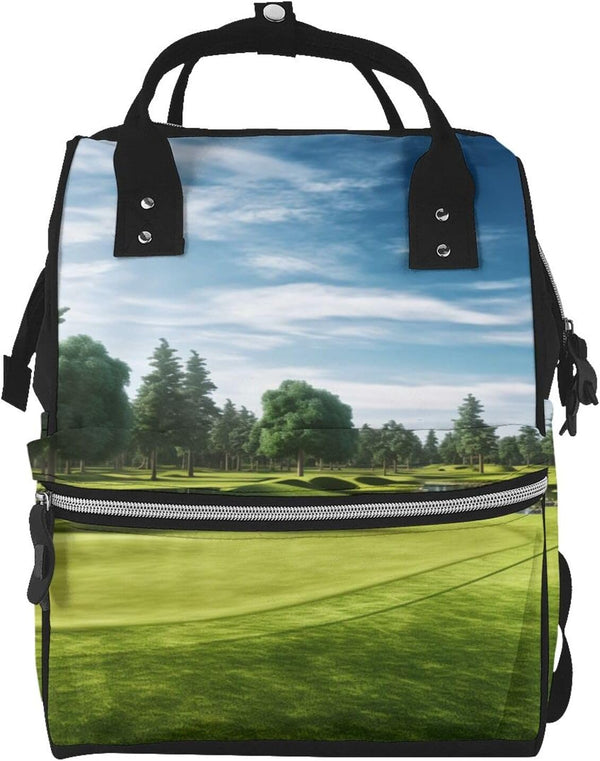DWVTSLH Golf Course Lawn Diaper Bag Backpack Multifunction Nappy Bags Waterproof Mummy Backpack