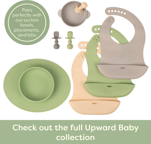 Upward Baby 3 Pack Silicone Feeding Spoons with Anti Choke Barrier, Self Feeding Toddler Utensils