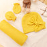 Baby Girl Newborn Receiving Blanket with Matching Bow Hat and Mittens Set, Baby Swaddle Shower Gift