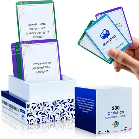 Christian Conversation Cards Game - 200 Faith-Based Conversation Starters for Bible Games