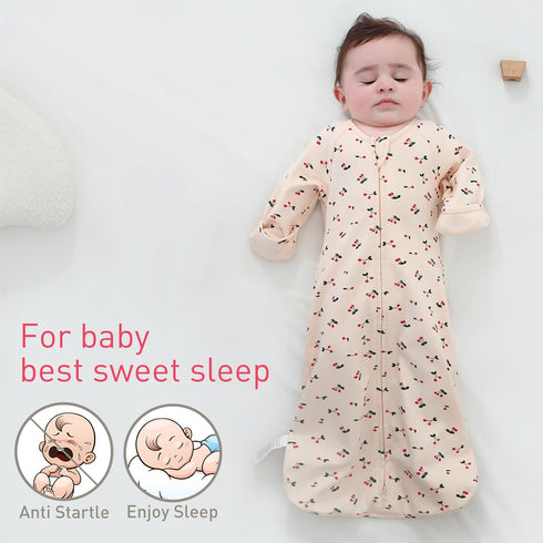 2 Pack 2 Transitional Baby Swaddling Sacks with Arms Up Length Sleeves & Mitten Cuffs, Sleeping Sack Bag Ways Zipper