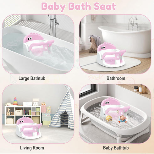 Lerrutue 6 Baby Bath Seat for Babies Months & Up Sitting Up, Non-Slip Baby Bath Chair with Suction Cup, Safe