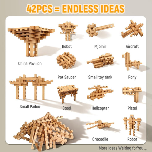 GLCforever 15 1 -15+ 3D 5+ in STEM Wooden Building Blocks Shapes, Puzzle, Logic Brain Games, Educational Toys Gift