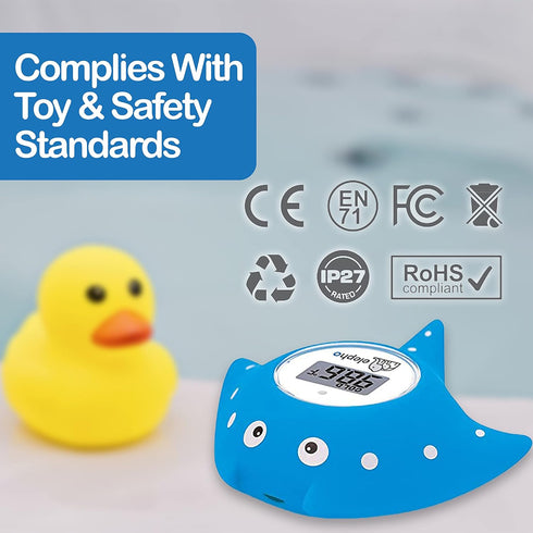 Elepho eFloat Digital Baby Thermometer - Waterproof Device for Bathtub, Monitors Water & Room Temperature (Blue)