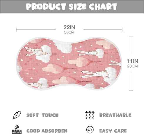 Bulletgxll Set 4, Cute Rabbits Unisex Baby Burp Cloths of Soft Absorbent Organic Cotton Muslin Burping Cloths
