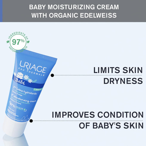 97% Uriage Baby Face Moisturizing Cream with Organic Edelweiss & Shea Butter, Hydrates & Prevents Dryness