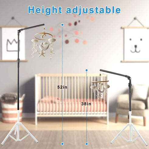Quynhni 56-78", 180, Baby Crib Mobile Arm, Mobile Hanger for Crib, Adjustable Height Top Can Rotate Suitable for Baby