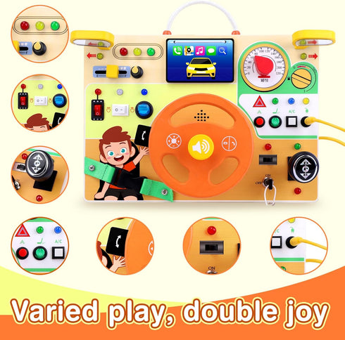 1-3 v6) Grarain Busy Board for Toddlers - Montessori Educational Toy for Year Old Boys & Girls | Travel-Friendly