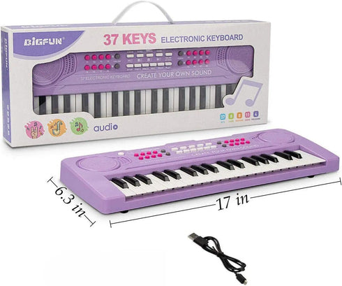 BIGFUN Kid Keyboard Piano - 37 Keys Multifunction Music Educational Instrument Toy for Kids 3-8 (Purple)