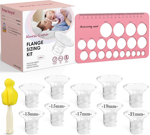 Flange Sizing Kit 3 in 1 with 10PCS Flange Inserts 13/15/17/19/21mm, Silicone