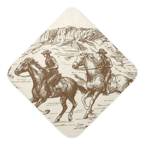 WELLDAY 30x30 Inch Western Desert Cowboy Baby Towel Ultra Soft Hooded Towels for Babies - Ultra Absorbent Cotton Bath