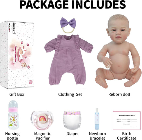 18 Inch 3+ SCOM Realistic Reborn Baby Dolls - Real Life Baby Girl, Lifelike Baby with Anatomically Correct, Newborn