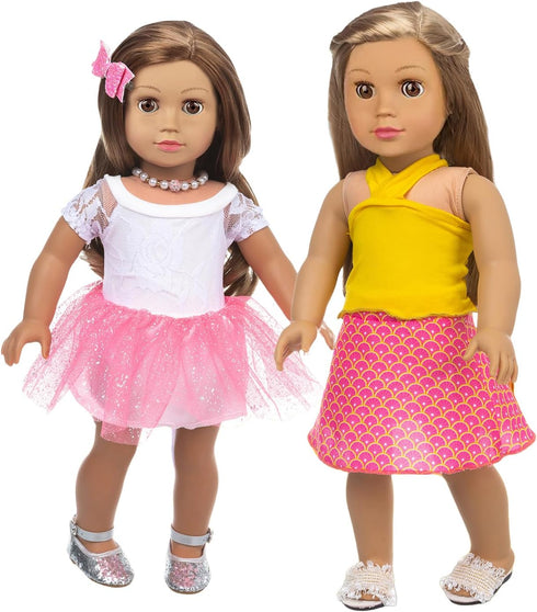 XFEYUE 22 18 inch 18 inch 10 Sets Pcs American Doll Clothes Gifts and Accessories, Fit Doll - Including of Various
