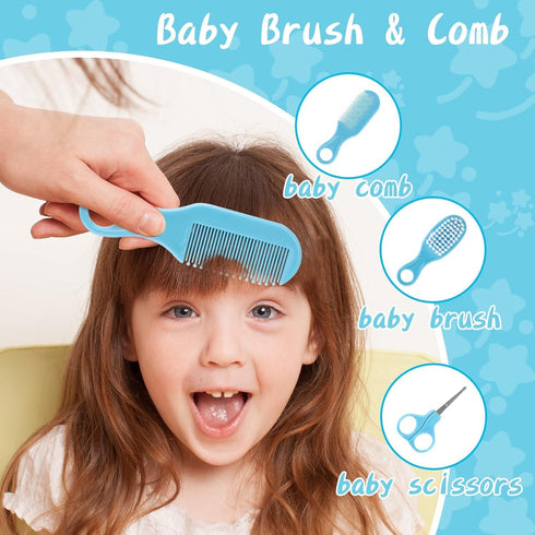 Baby Healthcare and Grooming Kit, Portable Safety Care Set, Newborn Essentials (Blue 18 in 1)