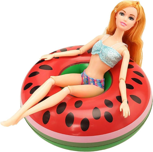 9 Pcs Pool Floaties Swim Accessories Set for 11.5 Inch Girl Dolls, Inflatable Drink Holder for Pool Parties