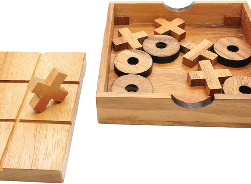 BSIRI Tic Tac Toe Wooden Board Game with X-O Pieces, Unique Gifts for Kids and Adults