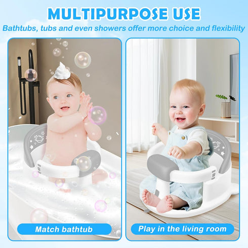 6 Baby Bath Seat for Babies Months & up,Baby Bathtub Chair,Non-Slip Toddler Bath Support,Sit Up Bath Seat for Baby,Safe