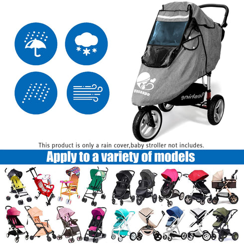 Stroller Rain Cover, Universal Waterproof Windproof Protection, Baby Travel Weather Shield, Rainproof Nano-Coating
