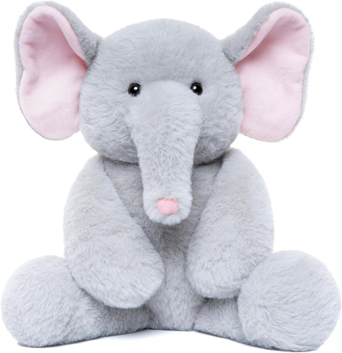 Elephant Teddy Bear Stuffed Animals, Plush Elephant Toys with Pink Ears for Girls Boys Kids Babies Shower Bedtime