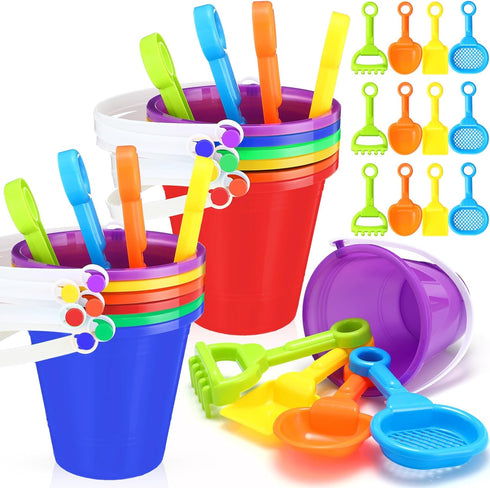 Didaey 24 Sets Sand Buckets and Shovels for Kids 5 Inch Small