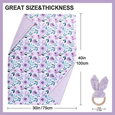 Baby Blankets for Boys Girls, Soft Minky Blanket for Newborn Infant Toddler, Crib Stroller Nursery (Purple Floral)