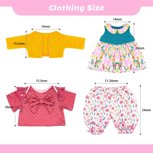 20-22 Inch 2 Set 20 Inch 7 ECORELF Reborn Doll Clothes for Dolls, Baby Doll Clothes Accessories Pcs Include Dress Coat