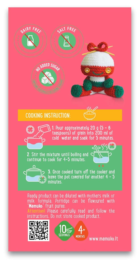 MAMUKO 4+ 12 Organic Porridge - Rice Porridge with No Added Sugar, Milk & Preservatives - High Fiber Porridge Developed
