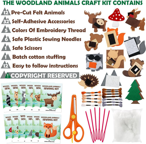 Set Set 8 9 10 11 12 CiyvoLyeen Woodland Animals Craft Kit Kids DIY Crafting and Sewing Woodland Animals Felt Plushie
