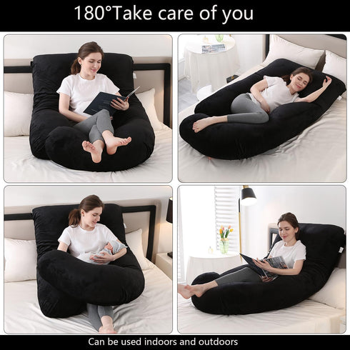 Jcickt 59 inch Pregnancy Pillow J-Shaped Full Body Pillow, with Velvet Cover Easy to Remove and Wash, Support Pregnant