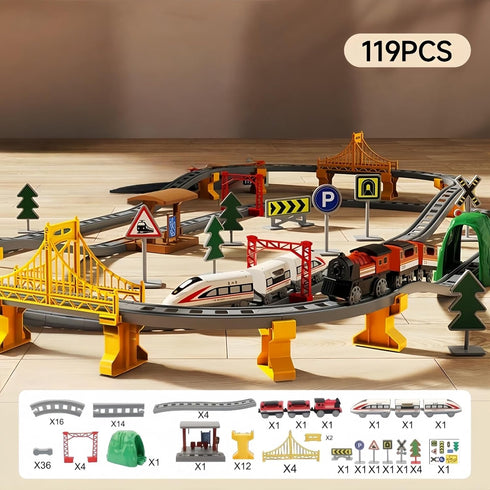 Snazzikid 119PCS Set 4-8, Set 3 4 5 6 7 8+ Electric Train for Kids Ages Battery Operated Train with Tracks, Gifts