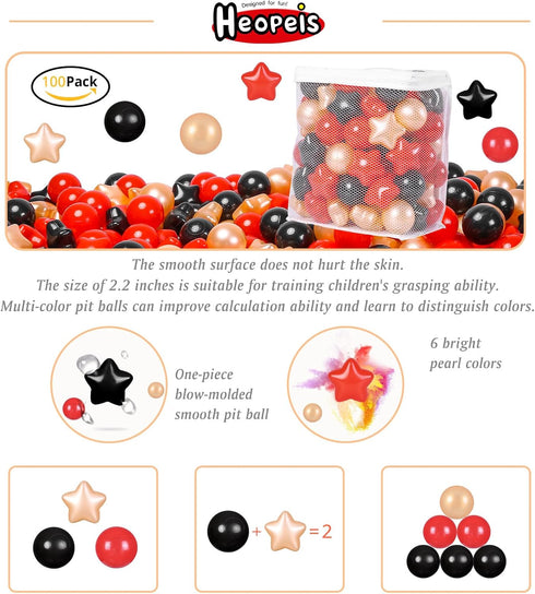 Star Ball Pit Balls - Pack of 100 Plastic Toy Balls for Kids, Perfect for Birthday and Christmas Gifts