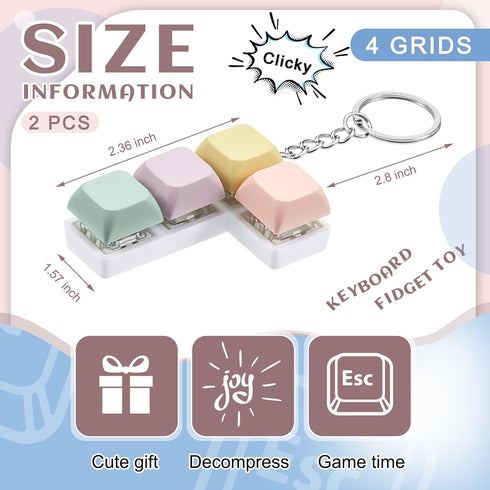 Taiyin Keyboard Toy Clicker Keyboard Fidget Keychain Decompression Toys Button Stress Relief Gifts for Adult to Relief