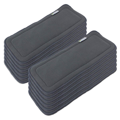 OsoCozy Charcoal Fleece Cloth Diaper Inserts, 5 Layers, 12 Pack, Washable, Soft,
