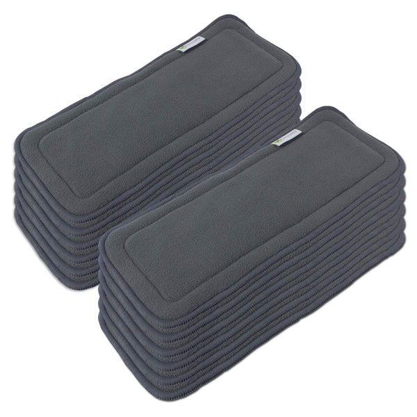 OsoCozy Charcoal Fleece Cloth Diaper Inserts, 5 Layers, 12 Pack, Washable, Soft,