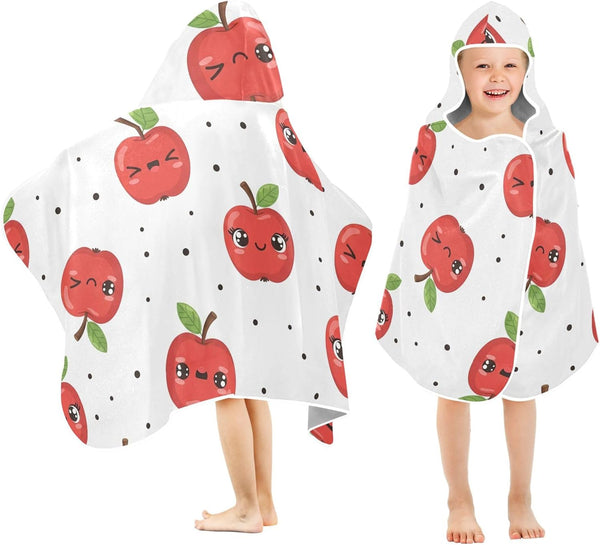 Takiito Cute Apples Hooded Baby Towel for Newborn Infant, Soft & Absorbent Bath