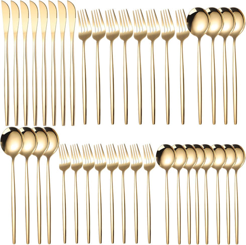 Calolin Gold Silverware Set, Stainless Steel Flatware Set, Include Knife, Fork and Spoons,