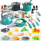 Bruvoalon 67Pcs Kids Play Kitchen Toys Set, Green, Pretend Cooking Accessories with Pots, Pans, Utensils, Foods