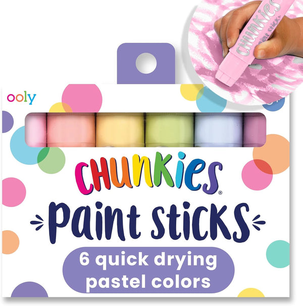 Ooly Chunkies 6 Pastel Paint Sticks For Kids, Tempera Paint Sticks Pastel