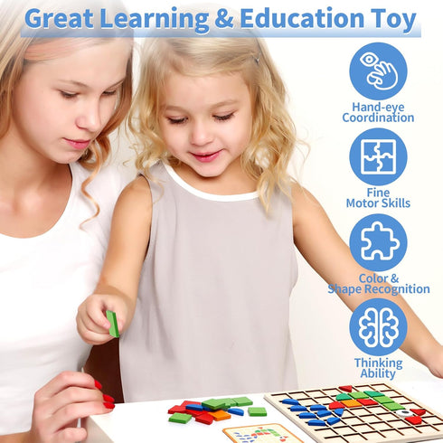 120Pcs 20Pcs 3 Montessori Tangram Educational, Geometric Shapes Puzzle Toys with Wooden Puzzle Blocks and Cards