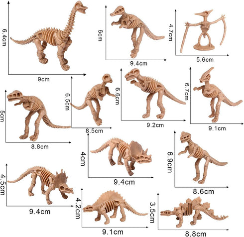 UPINS 30 Pack Dinosaur Fossil Skeletons, 3.7 Inch Assorted Dinosaur Skeleton Toy Figures for Science Play Dino Party