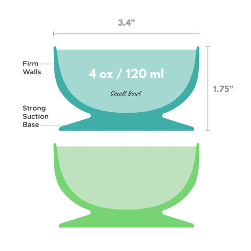 ChooMee Baby Suction Bowls & FlexiDip Learning Utensil Set, 4 CT Small, Aqua Green