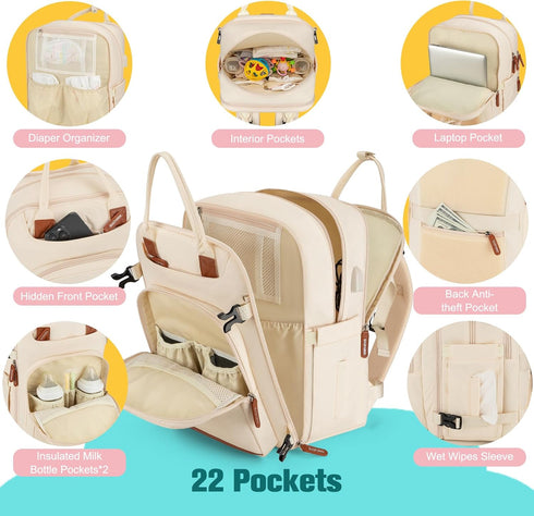 Backpack,BAGPARKK Backpack Diaper Bag Multi function Baby Bag with Portable Changing Pad, Pacifier Holder,Waterproof